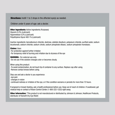 Lubricant Eye Drops Artificial Tears, 0.5 fl oz (15 mL) Bottle