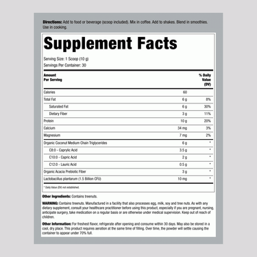 Supplement Facts panel for Garden of Life Dr. Formulated Keto Org MCT Powder 300g.
