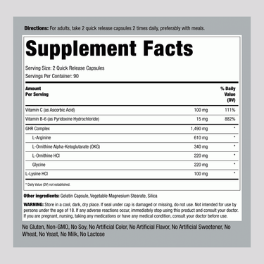 GHR Complex, 1490 mg (per serving), 180 Quick Release Capsules