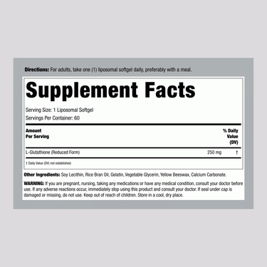 L-Glutathione (Reduced), 250 mg, 60 Liposomal Softgels