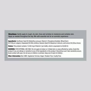 Vitamin E Skin Care Oil, 30,000 IU, 4 fl oz (118 mL) Bottle