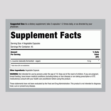 L-Leucine, 400 mg, 180 Veggie Capsules