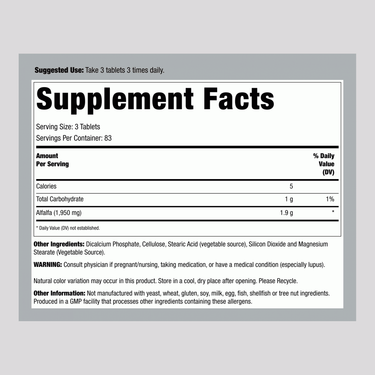 Alfalfa, 650 mg, 500 Tablets