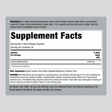 Creatine (Micronized), 5000 mg, 150 Quick Release Capsules