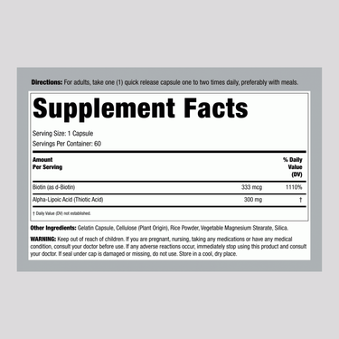 Alpha Lipoic Acid, 300 mg, 60 Quick Release Capsules