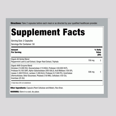 Digest-All Vegetarian Enzymes, 100 Capsules