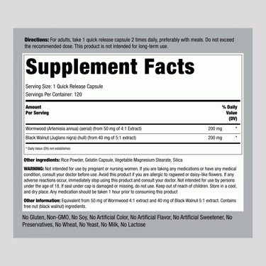 Wormwood Black Walnut Complex, 400 mg, 120 Quick Release Capsules