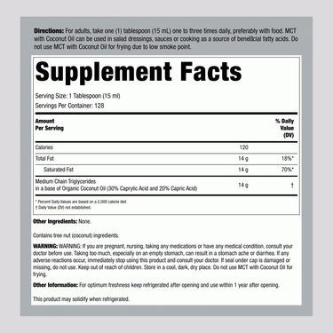 MCT Oil (Medium Chain Triglycerides) with Coconut Oil, 64 fl oz Bottle