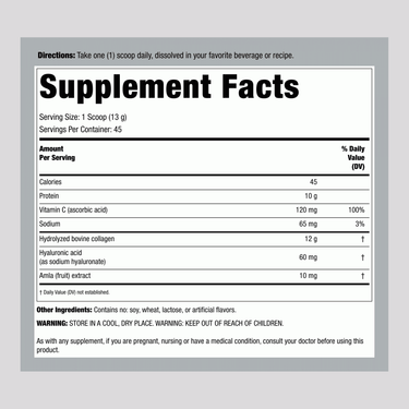 Advanced Collagen Peptides + Hyaluronic Acid + C, 20.6 oz (585 g) Powder