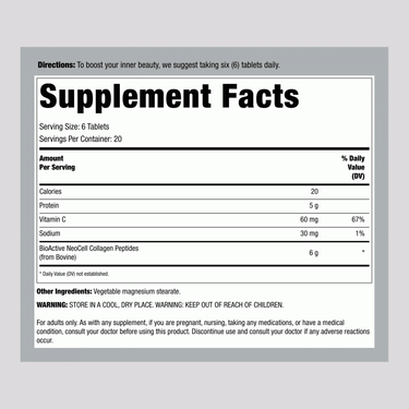 Grassfed Collagen Peptides + C, 6000 mg, 120 Caplets