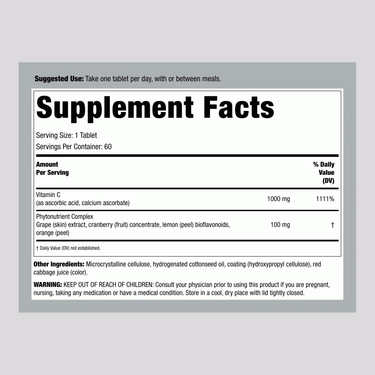 Super C 1,000 mg + Real Food Nutrients, 60 Vegan Caplets
