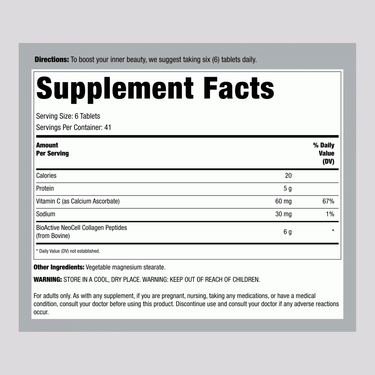 Grassfed Collagen Peptides + C, 6000 mg, 250 Caplets