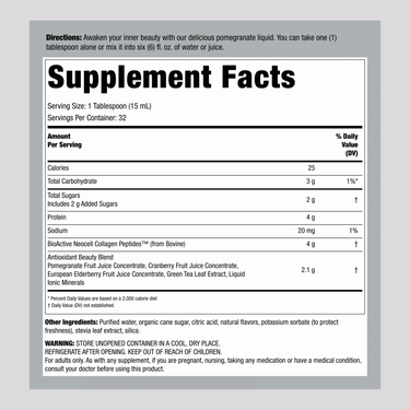Collagen Liquid, 16 fl oz Pomegranate Flavor