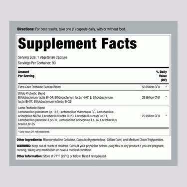 Ultimate Flora Extra Care Probiotic 50 Billion, 90 Delayed Release Vegan Caps