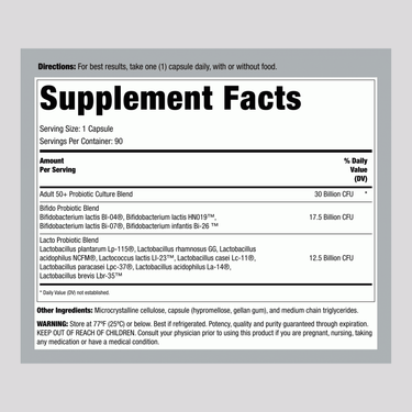 Ultimate Flora 50+ Probiotic 30 Billion, 90 Delayed Release Vegan Caps