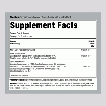 Ultimate Flora Men's Complete Probiotic 90 Billion, 30 Delayed Release Vegan Caps