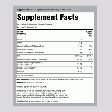 Keratin Hair Volumizer, 60 Vegetarian Capsules