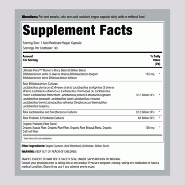 Ultimate Flora Women's Once Daily Probiotic 65 Billion, 30 Delayed Release Vegan Caps