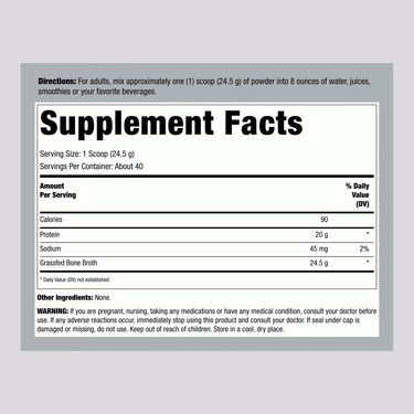 Grassfed Bone Broth, 2.2 lbs (998 g) Bottle