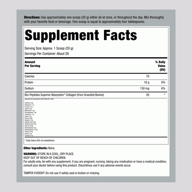 Grassfed Collagen Bio-Peptides, 20 oz (567 g) Powder
