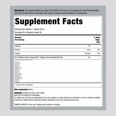 Grassfed Collagen Bio-Peptides, 20 oz (567 g) Powder