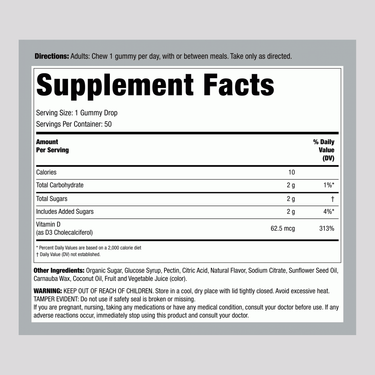 Berry D-Licious D3 2,500 IU Gummies, 50 Vegetarian Gummies