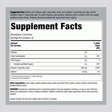 High Potency Vitamin C Gummies, 60 Vegan Gummies