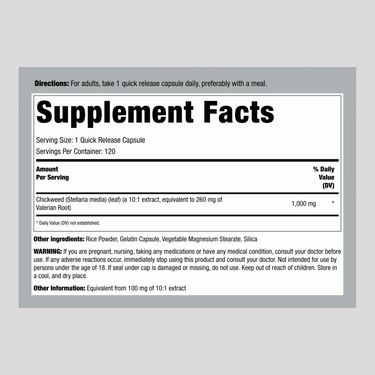 Chickweed, 1000 mg, 120 Quick Release Capsules