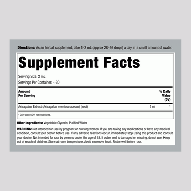 Astragalus Root Liquid Extract Alcohol Free, 2 fl oz (59 mL) Dropper Bottle