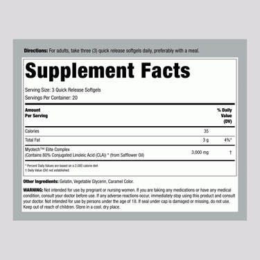 CLA Myotech Elite, 60 Softgels