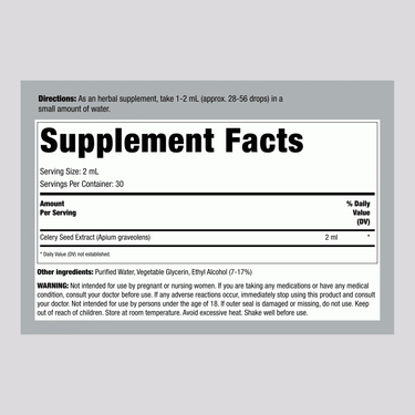 Celery Seed Liquid Extract, 2 fl oz (59 mL) Dropper Bottle