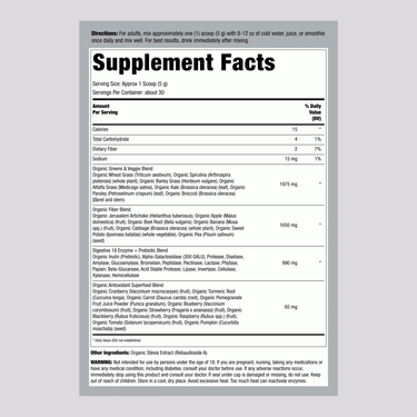 Greens Powder Unflavored (Organic), 5.3 oz (150 g) Bottle