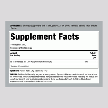 Fo-Ti Cured Root Liquid Extract Alcohol Free, 2 fl oz (59 mL) Dropper Bottle