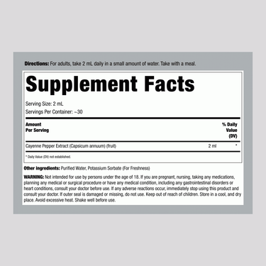 Cayenne Liquid Extract Alcohol Free, 2 fl oz (59 mL) Dropper Bottle