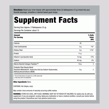 Marine Collagen Peptides + Hyaluronic Acid, MSM & C, 7 oz (200 g) Powder