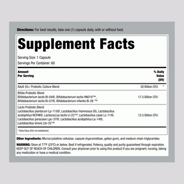 Ultimate Flora 50+ Probiotic 30 Billion, 60 Delayed Release Vegan Caps