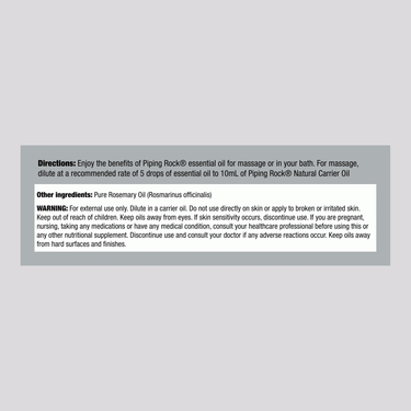Supplement Facts label of NT Rosemary Oil, 15 mL bottle.