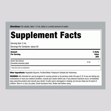 Green Tea Liquid Extract, 2 fl oz (59 mL) Dropper Bottle