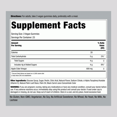Apple Cider Vinegar (Delicious Apple), 70 Vegan Gummies