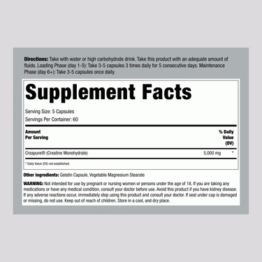 German Creatine Monohydrate (Creapure), 1000 mg, 300 Capsules