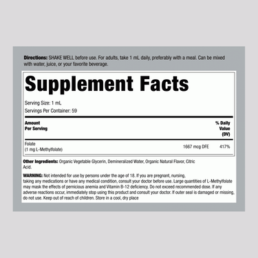 L-Methylfolate, 2 fl oz (59 mL) Dropper Bottle