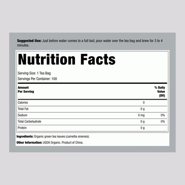 Green Tea (Organic), 100 Tea Bags