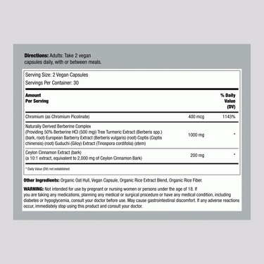 Berberine Complex 1000 MG (per serving), 60 Vegan Capsules