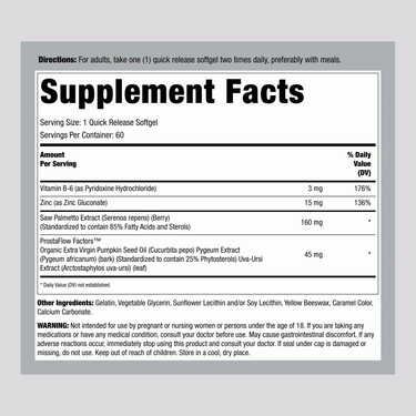 Saw Palmetto Complex Standardized Extract, 160 mg, 60 Softgels