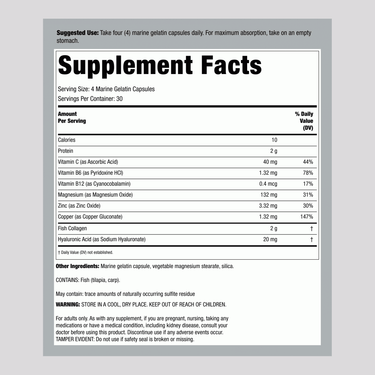 Marine Collagen Peptides + Hyaluronic Acid, 120 Fish Gelatin Capsules