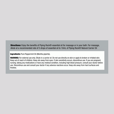 Supplement Facts for NT Peppermint Oil 15 mL bottle.