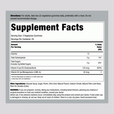 Vitamin D3 + K2 Complex (Peach Mango), 50 Gummies
