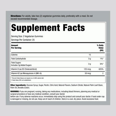 Vitamin D3 + K2 Complex (Peach Mango), 50 Gummies