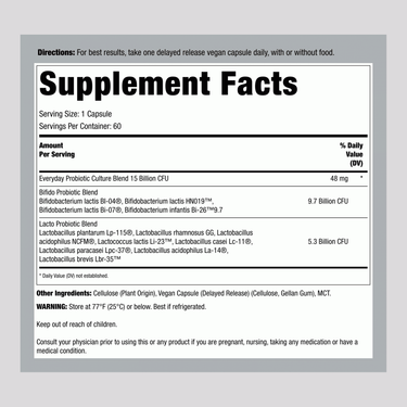 Ultimate Flora Everyday Care Probiotic 15 Billion, 60 Delayed Release Vegan Caps