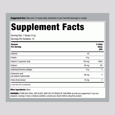 Advanced Collagen Peptides + Hyaluronic Acid + C, 6.9 oz (195 g) Powder